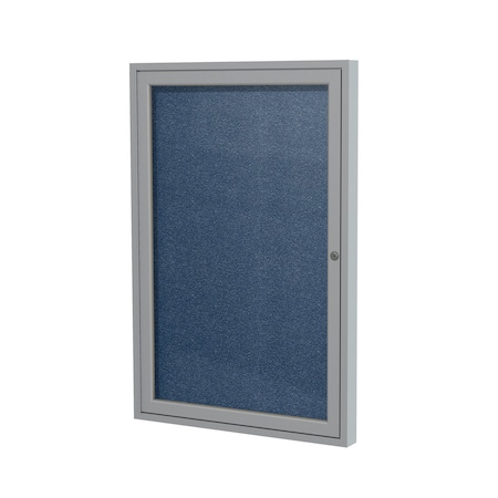 Ghent Enclosed Bulletin Board, 1 Door, Vinyl, 3 ft H x 30 in W, Navy PA13630VX-195
